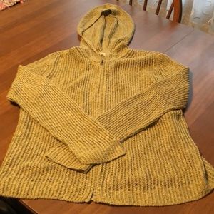 J Jill Zip Front Hooded Mesh Summer Sweater